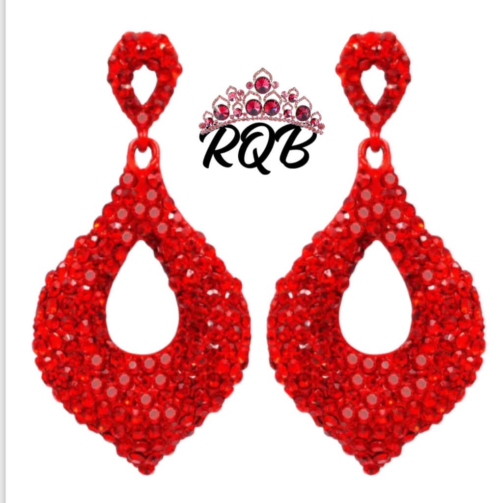 Red Sparkling Swarovski Crystal Pageant Earrings 45$